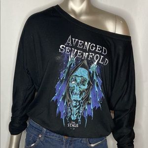 Avenged sevenfold off shoulder long sleeve top